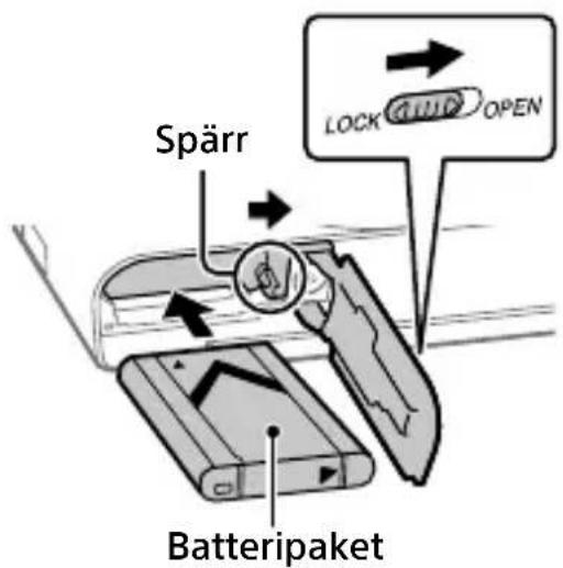 SONY CyberShot DSC-RX100M7 - Isättning av batteripaketet (medföljer)/minneskortet (säljs separat) i kameran - 1