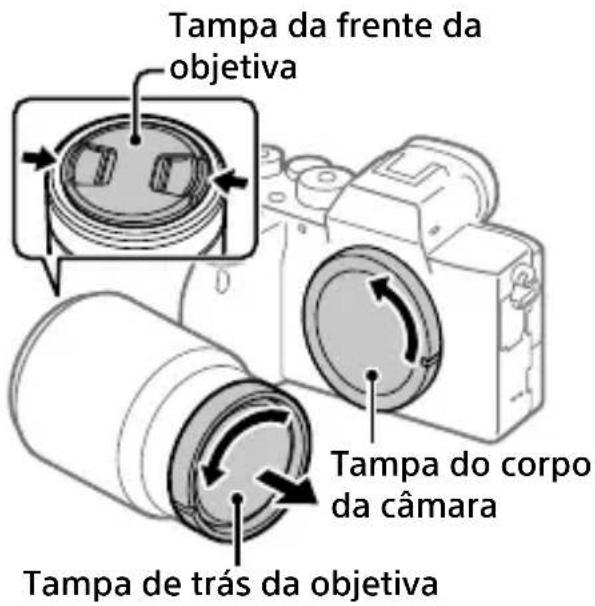 SONY Alpha ILCE-7RM4 - Retire a tampa do corpo da câmara e a tampa de trás da objetiva da traseira da objetiva. - 1