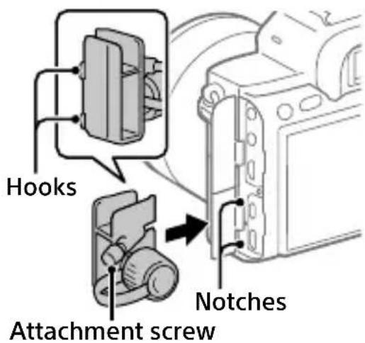 SONY Alpha ILCE-7RM4 - To attach the cable protector - 1