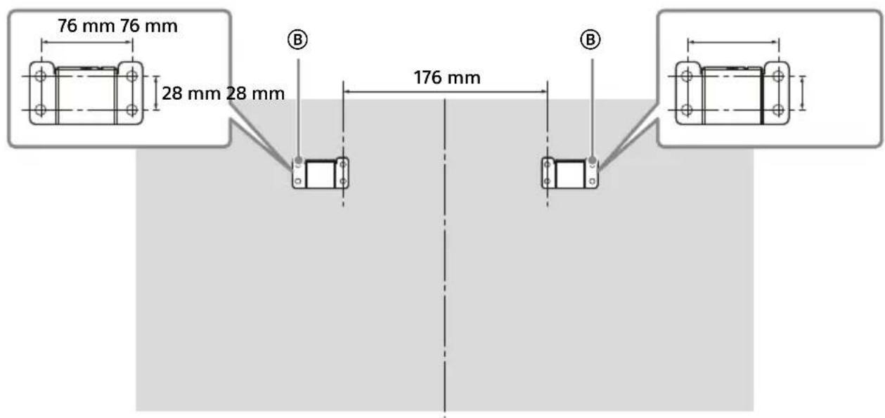 SONY KDL50W828BBAE2 - Dimensões das posições dos orifícios na parede - 1