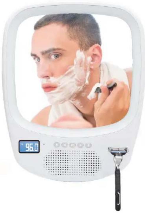 QFX R-70S - Fogless Light Up Mirror & Wireless Splash Proof Speaker - 1