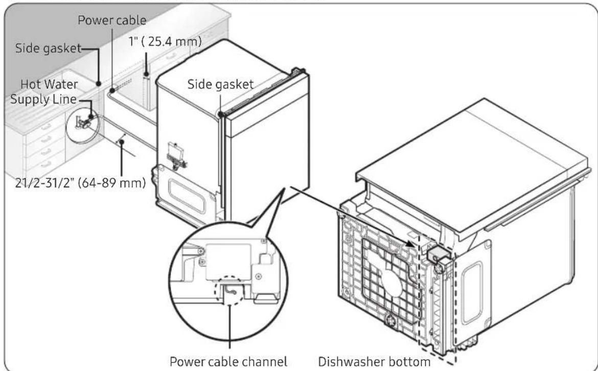 SAMSUNG DW90F89T0U12 - Placing the dishwasher into the cabinet - 1