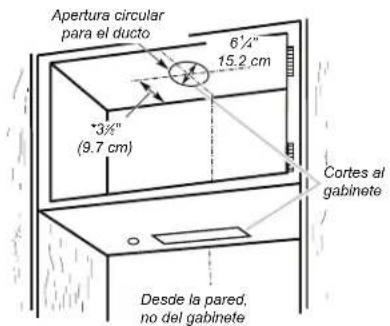 SAMSUNG NK36N7000SS - Para hacer la aberturas para un ducto de escape circular en la pared superior del gabinete: - 1