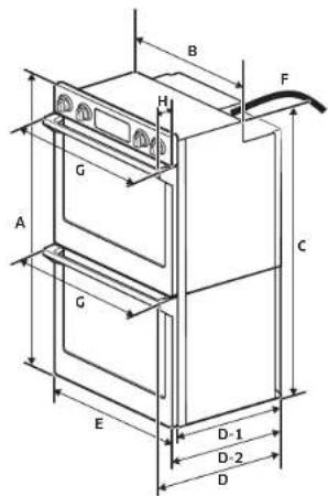 SAMSUNG NV51T5511BSS - Product dimensions - double ovens (NV51K7770D, NV51K6650D) - 1