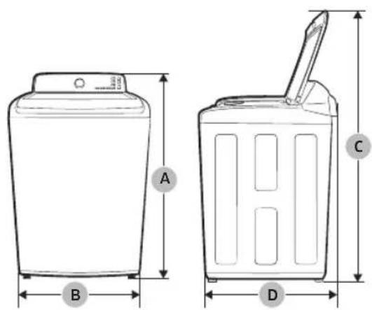 SAMSUNG WA40A3005WH - Hoja de especificaciones - 1