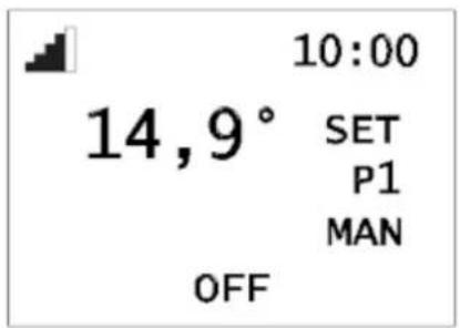 10:00 14,9° SET P1 MAN OFF