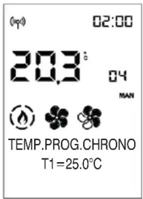 (0p) 02:00 20.3° 04 MAN TEMP.PROG.CHRONO T1=25.0°C