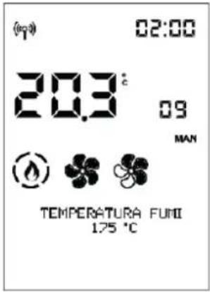 (p) 02:00 20.3° 09 MAN TEMPERATURA FUMI 175 °C