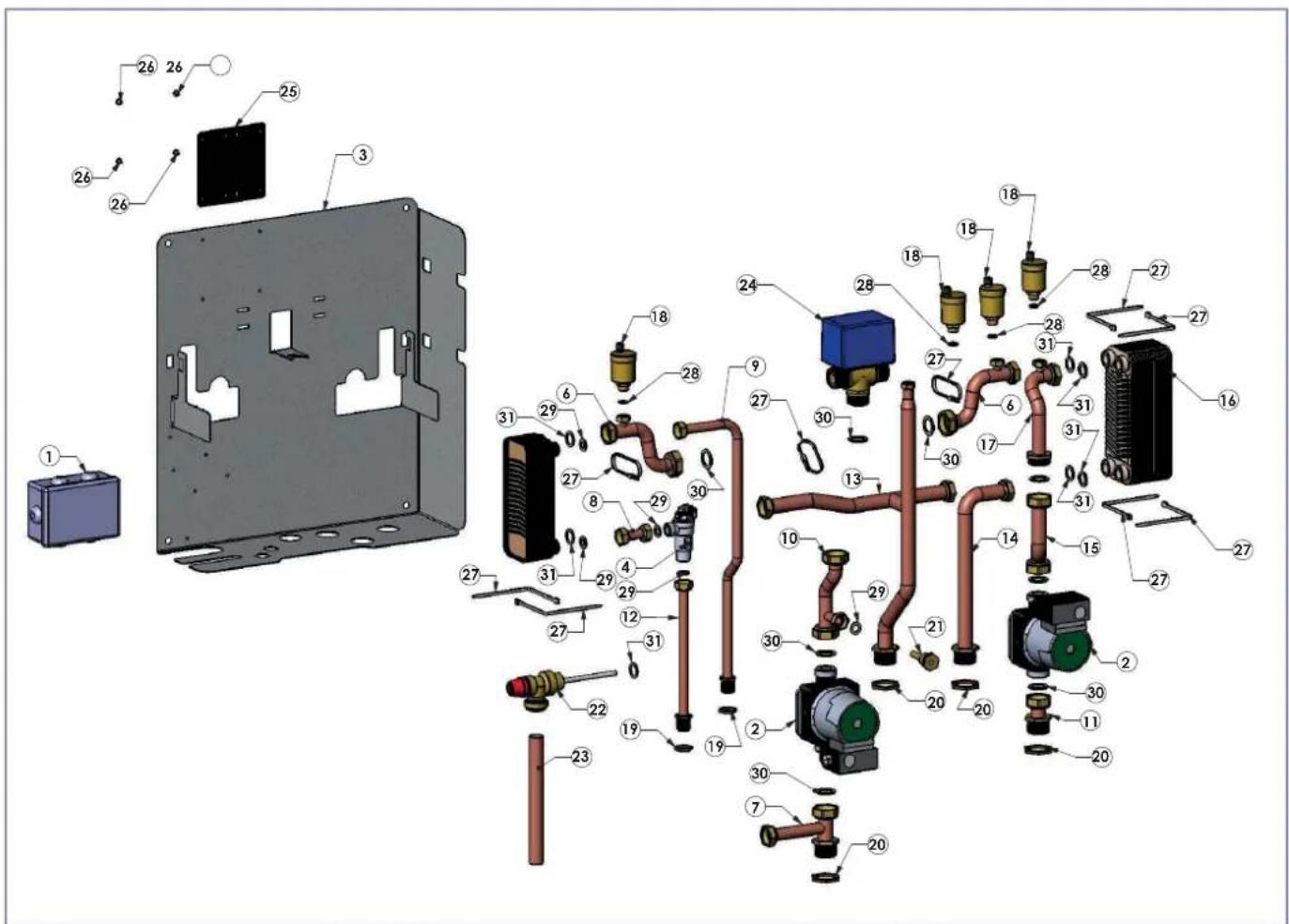 EDILKAMIN KIT B - VUE ÉCLATÉE ET LISTE DES CODES - 1