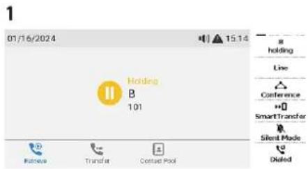 Snom D785 - Transfert d'appel avec annonce avec un seul appel au téléphone (B, 101) - 1