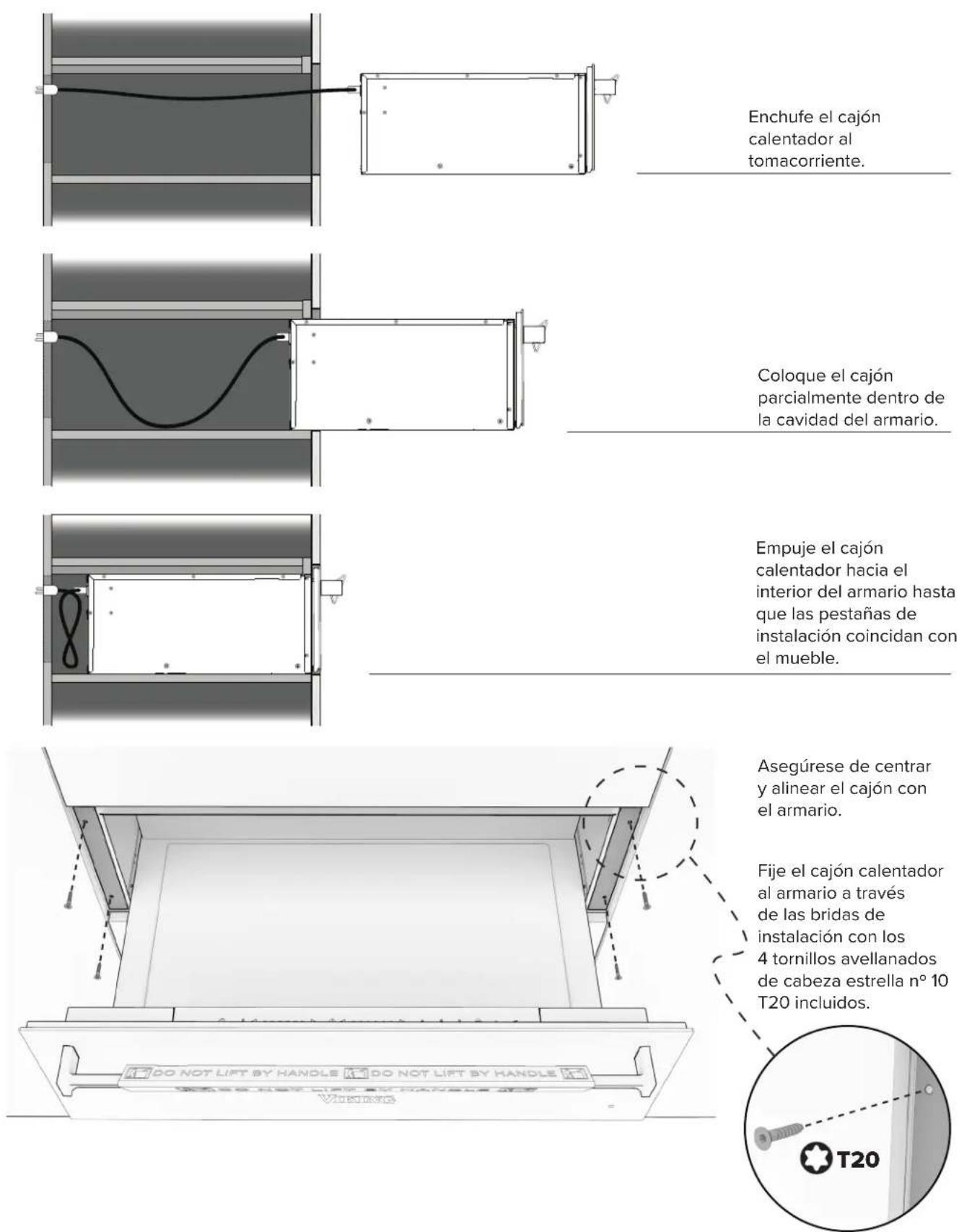 VIKING MVWDE6301 - Especificaciones de los armarios de 2 estantes - Horno doble y cajón calientaplato - 5