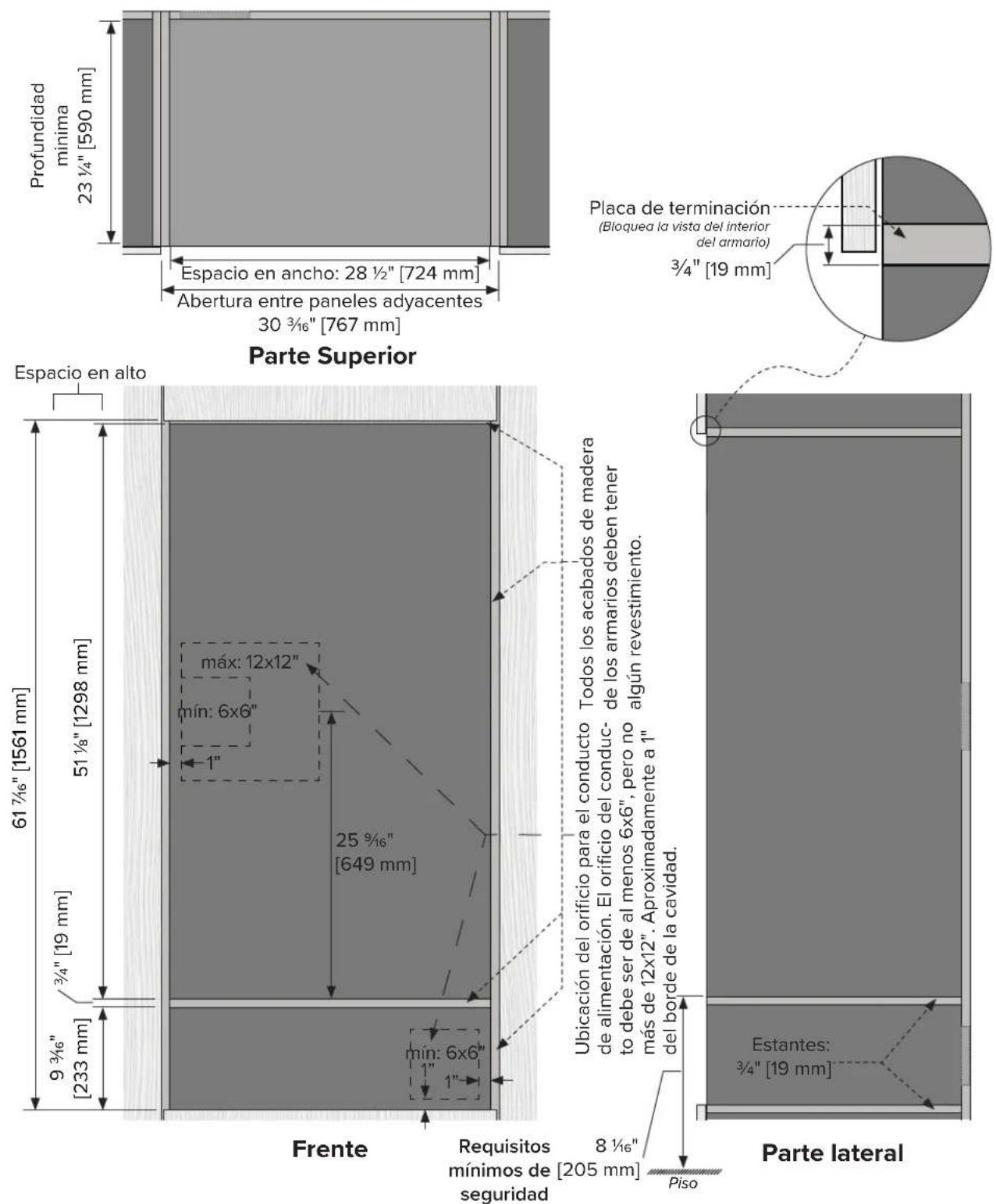 VIKING MVWDE6301 - Especificaciones de los armarios de 2 estantes - Horno doble y cajón calientaplato - 1