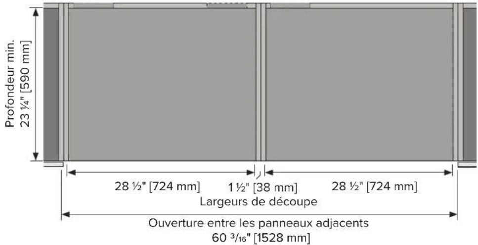 VIKING MVWDE6301 - Spécifications des armoires côte à côte - Four mural simple, four à vapeur et tiroir chauffant - 1
