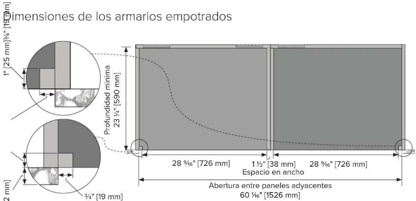 VIKING MVWDE6301 - Especificaciones de los armarios lado a lado - Horno de pared simple, horno de vapor y cajón calientaplatos - 5