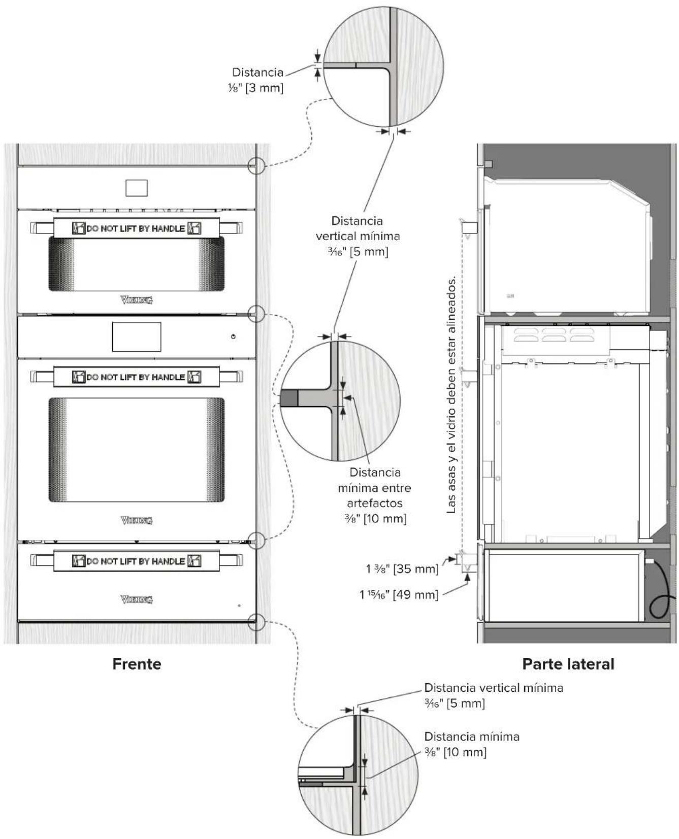 VIKING MVWDE6301 - Especificaciones de los armarios de 3 estantes - Horno de pared simple, horno de vapor y cajón calientaplato - 2