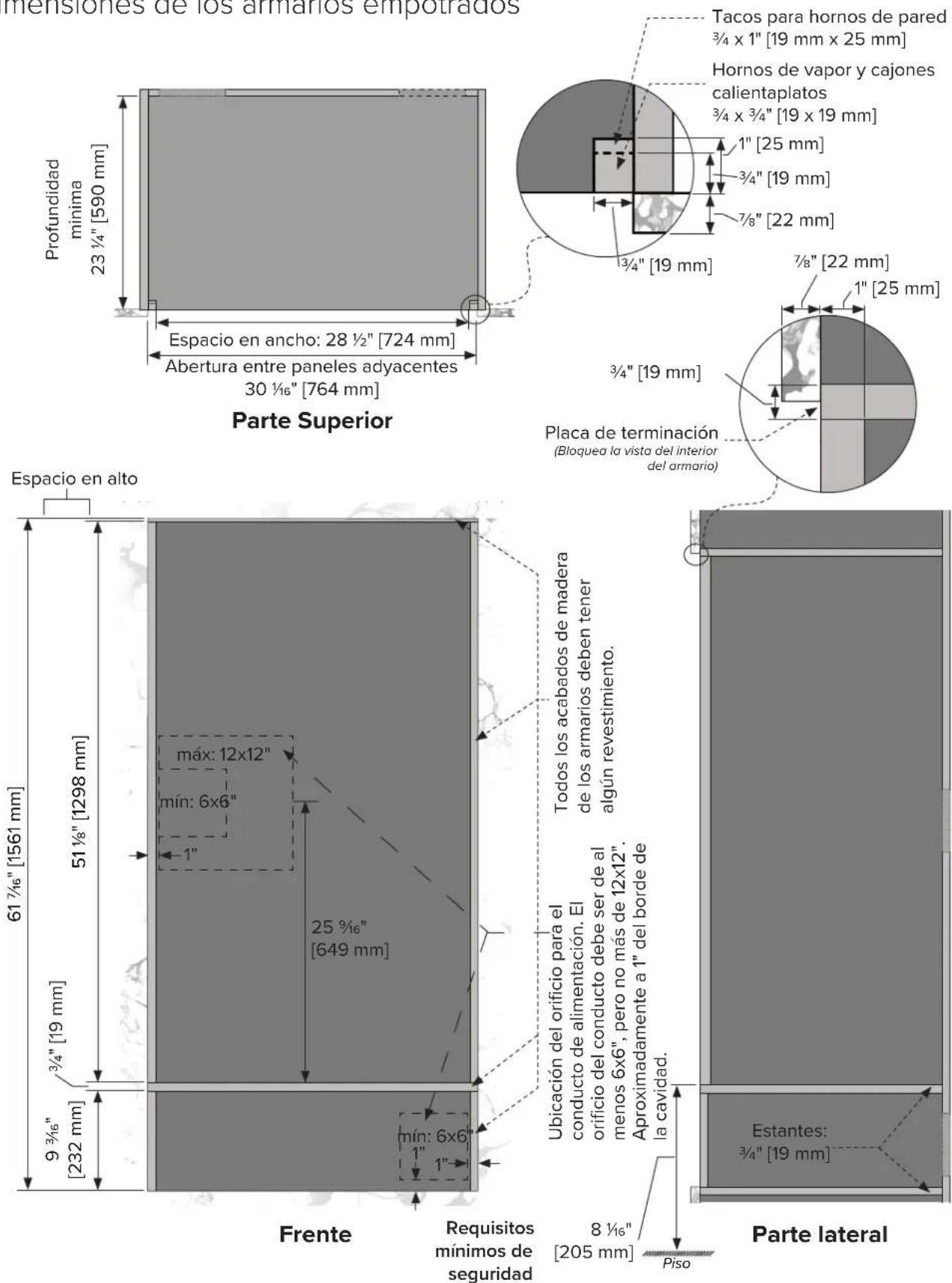 VIKING MVWDE6301 - Especificaciones de los armarios de 2 estantes - Horno doble y cajón calientaplato - 3