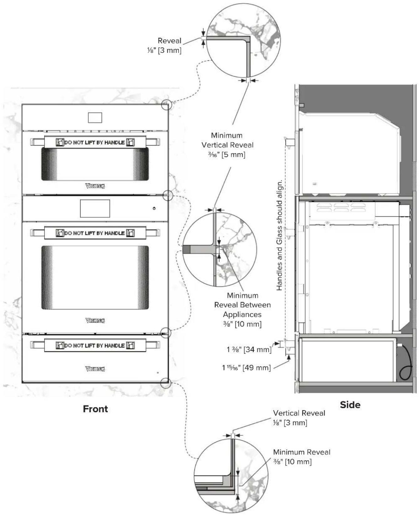 VIKING MVWDE6301 - 3-Stack Cabinetry Specifications - Single Wall Oven, Steam Oven &amp; Warming Drawer - 4