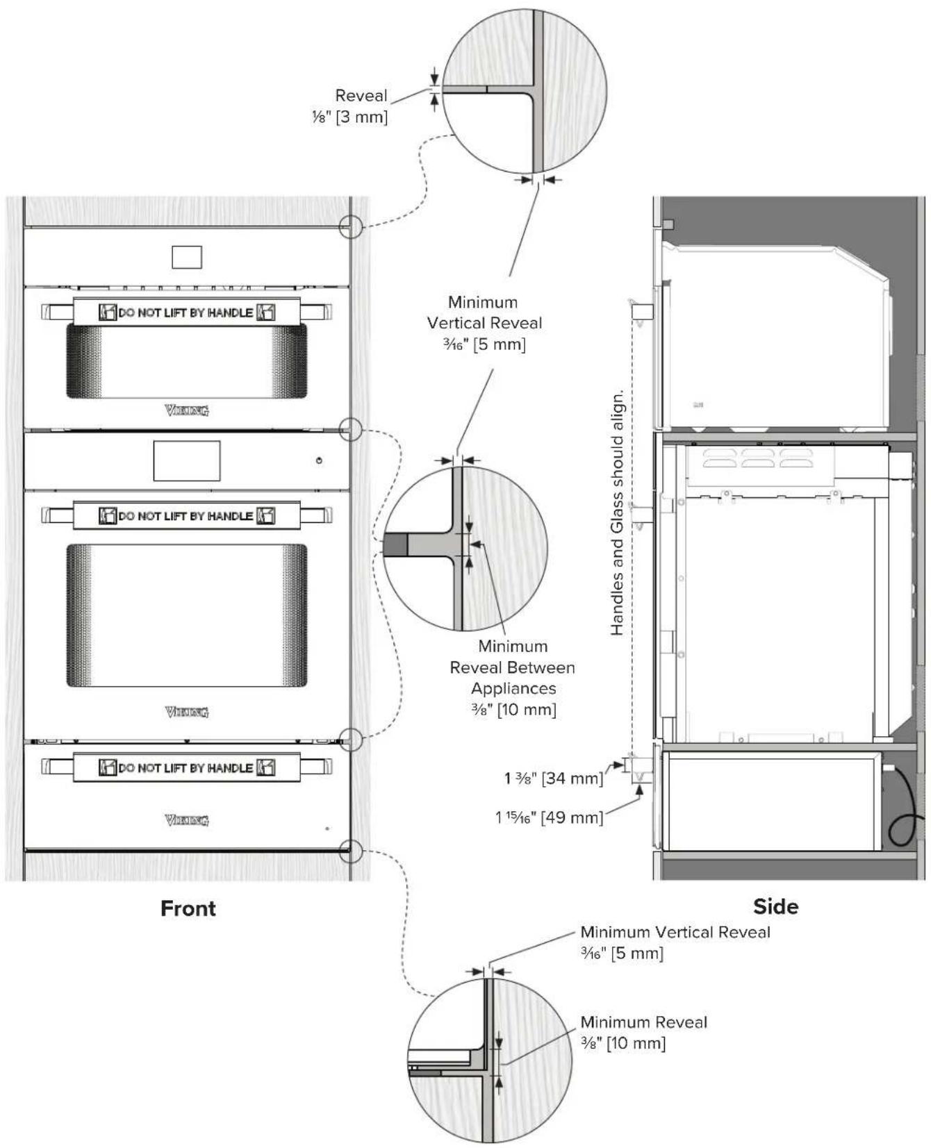 VIKING MVWDE6301 - 3-Stack Cabinetry Specifications - Single Wall Oven, Steam Oven &amp; Warming Drawer - 2