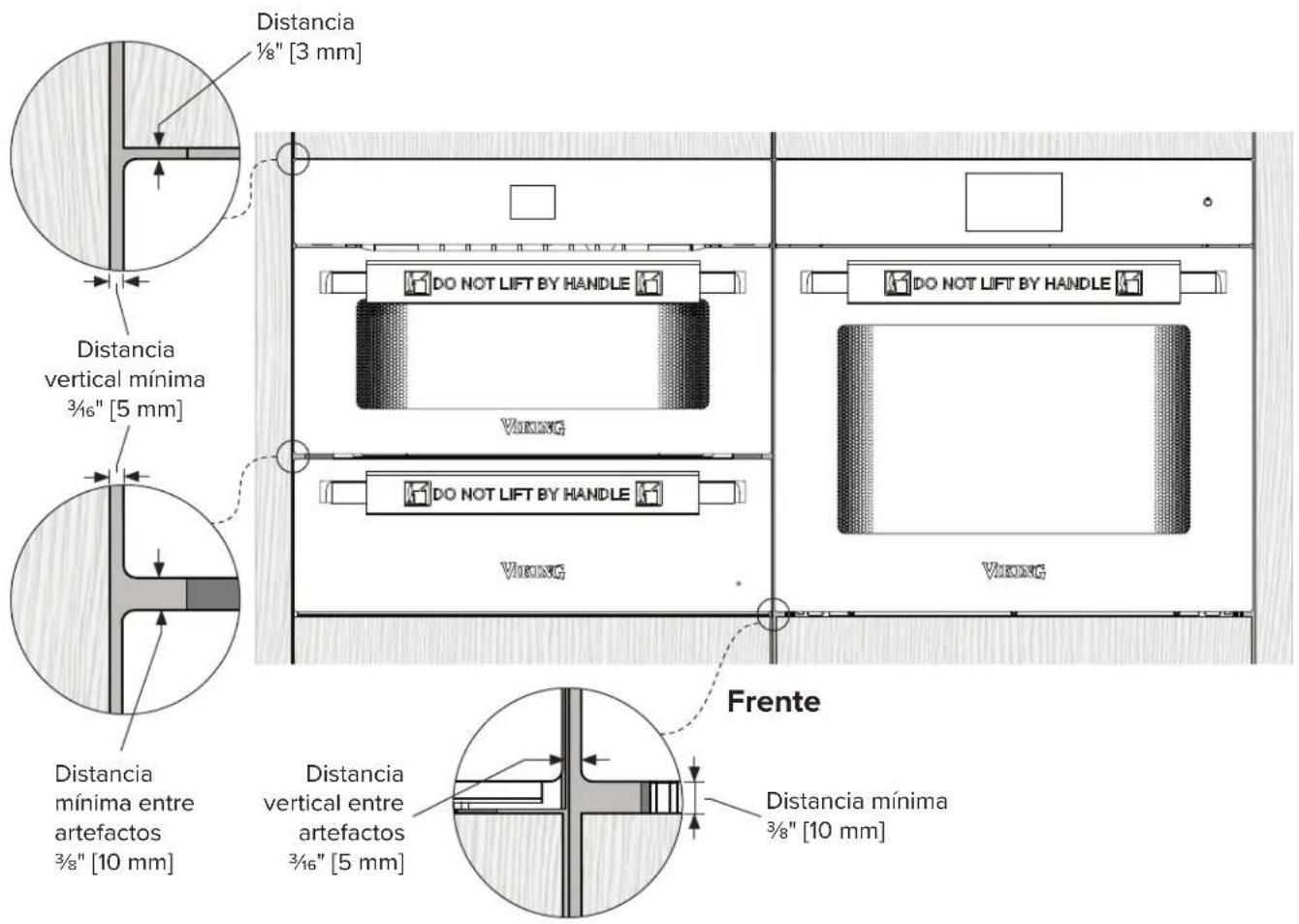 VIKING MVWDE6301 - Especificaciones de los armarios lado a lado - Horno de pared simple, horno de vapor y cajón calientaplatos - 3