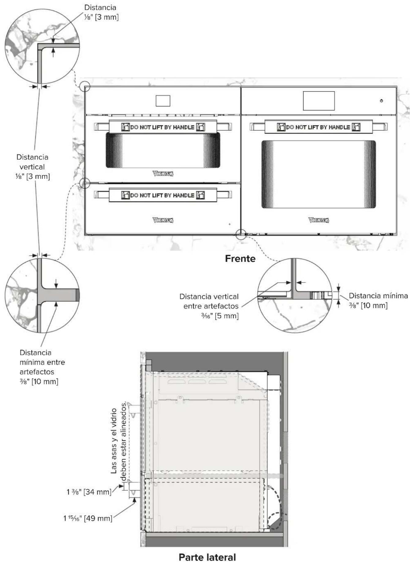 VIKING MVSOC6301 - Especificaciones de los armarios lado a lado - Horno de pared simple, horno de vapor y cajón calientaplatos (MVSOC6301 &amp; MVWDE6301) - 5