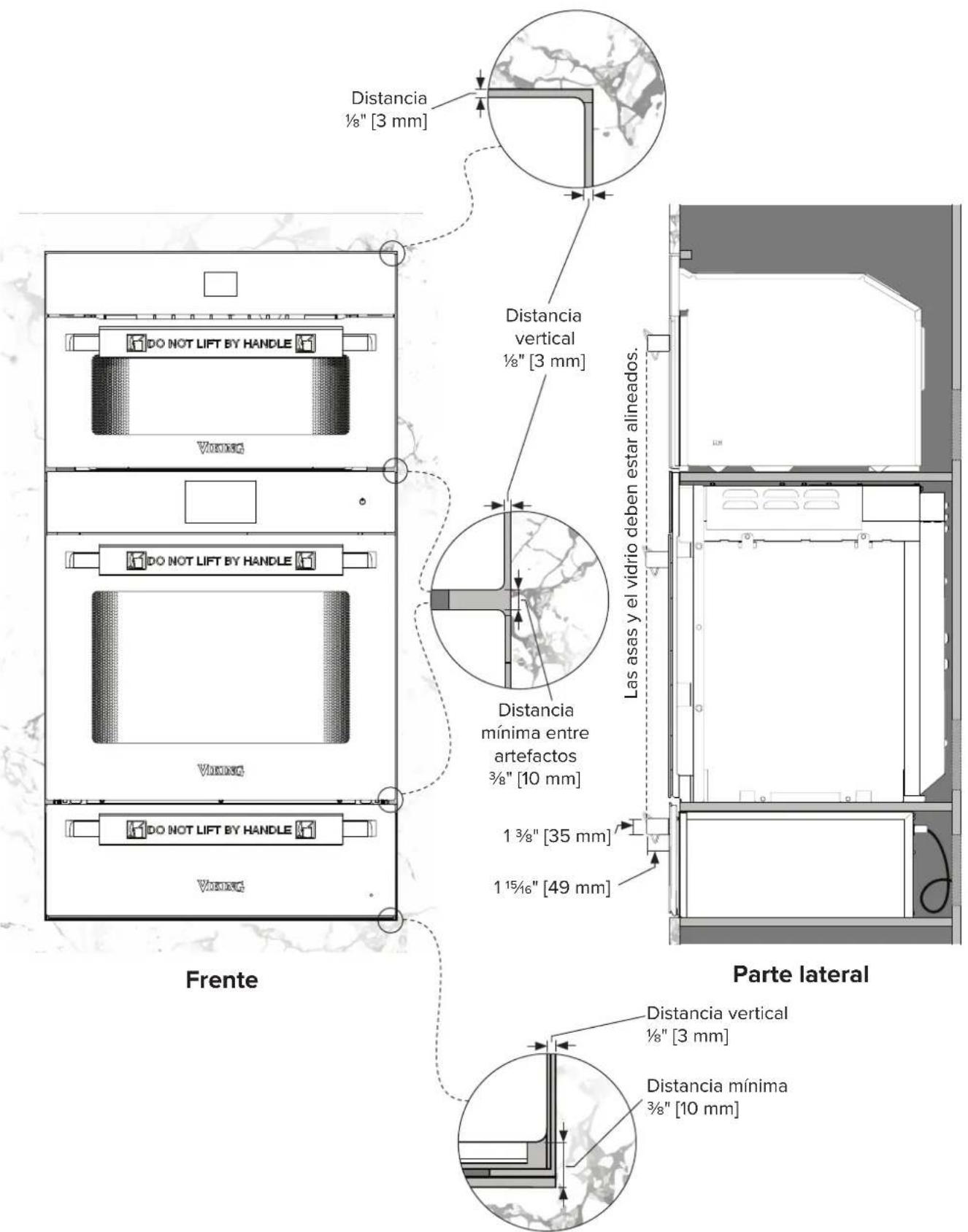 VIKING MVSOC6301 - Especificaciones de los armarios de 3 estantes - Horno de pared simple, horno de vapor y cajón calientaplato - 4