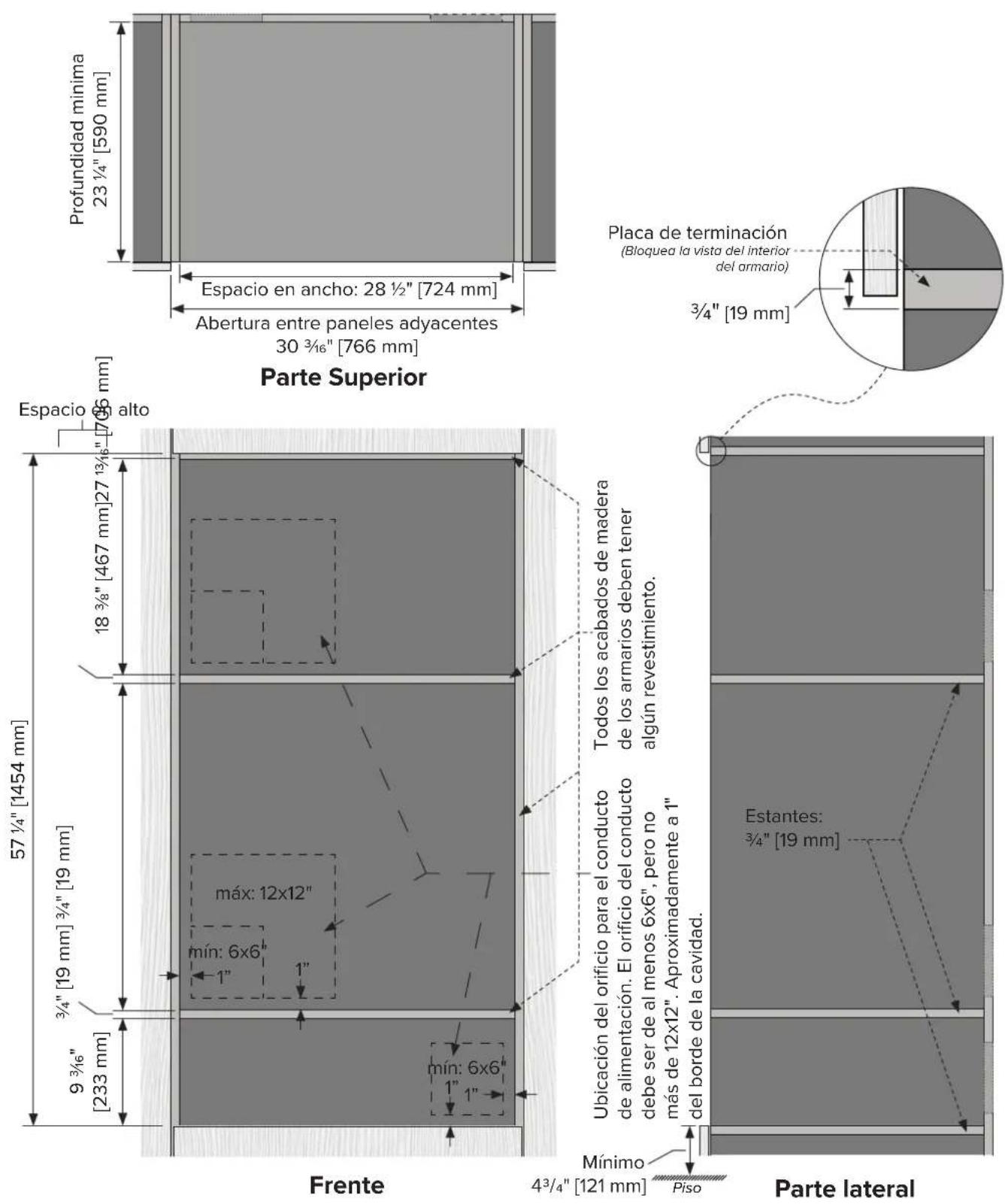 VIKING MVSOC6301 - Especificaciones de los armarios de 3 estantes - Horno de pared simple, horno de vapor y cajón calientaplato - 1