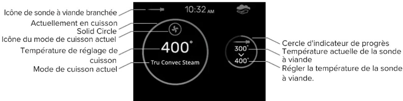 VIKING MVSOC6301 - Écran de cuisson en cours avec informations sur la sonde à viande - 1