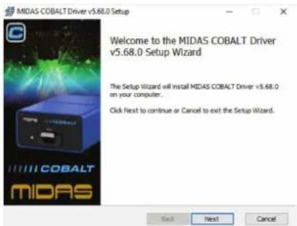 Midas Cobalt - Para instalar o driver: - 1