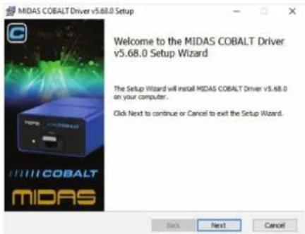 Midas Cobalt - Forattinstalleradrivrutinen: - 1