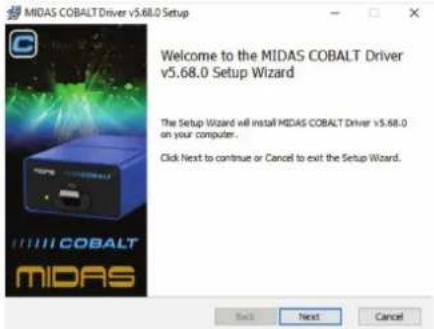 Midas Cobalt - To install the driver: - 1