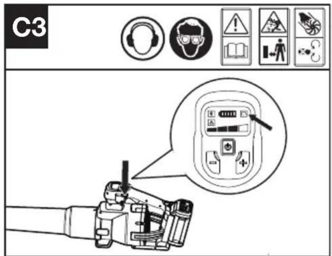 KRESS KC510.9 - Drücken Sie die Geschwindigkeitssteuer-Taste, um den gewählten Luftstrom einzustellen, 📞 wird aufleuchten (siehe Abb. C3). - 1