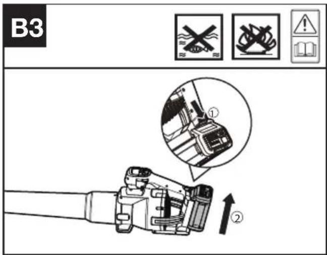 KRESS KC510.9 - Installera/ta bort batteriet (Se bild B2, B3) - 2