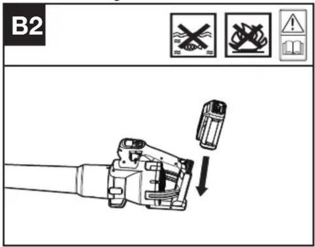 KRESS KC510.9 - Einsetzen/Entfernen des Akkus (siehe Abb. B2, B3) - 1