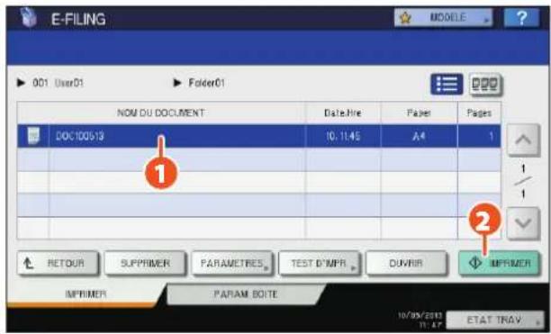 E-FILING 001 User01 Folder01 NOM DU DOCUMENT Date:ire Paper Pages DOCT00519 10.11.45 A4 1 RETOUR SUPPRIMER PARAMETRES TEST D'MPR OUVIR IMPRIMER PARAM BOITE 10/05/2013 11:47 ETAT TRAY