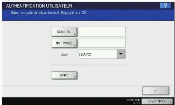 AUTHENTICATION UTILISATEUR Saisir le code de département. Appuyer sur OK. NOM UTIL MOT PASSE LDAP LDAP01 INVITE OK 10/05/2013 12:29 ETAT TRAV