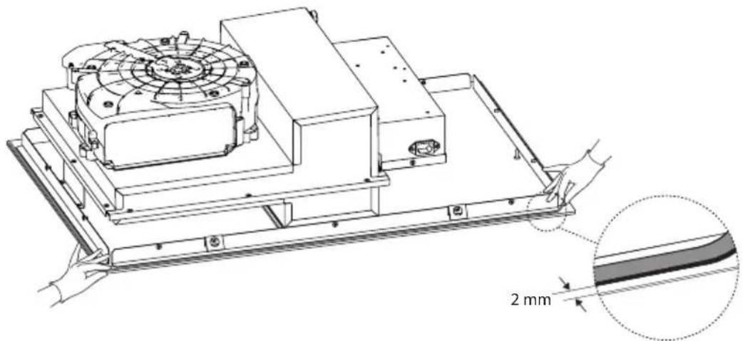Pando E-395 - Step 4. Fit the fixing brackets supplied to the long sides of the hob as illustrated below: - 2
