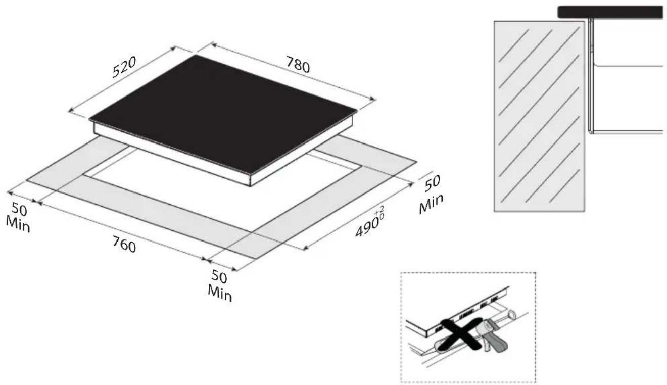Pando E-396 - Étape 4. Installez les supports de fixation fournis sur les longs côtés de la plaque de cuisson, comme illustré ci-dessous : - 4