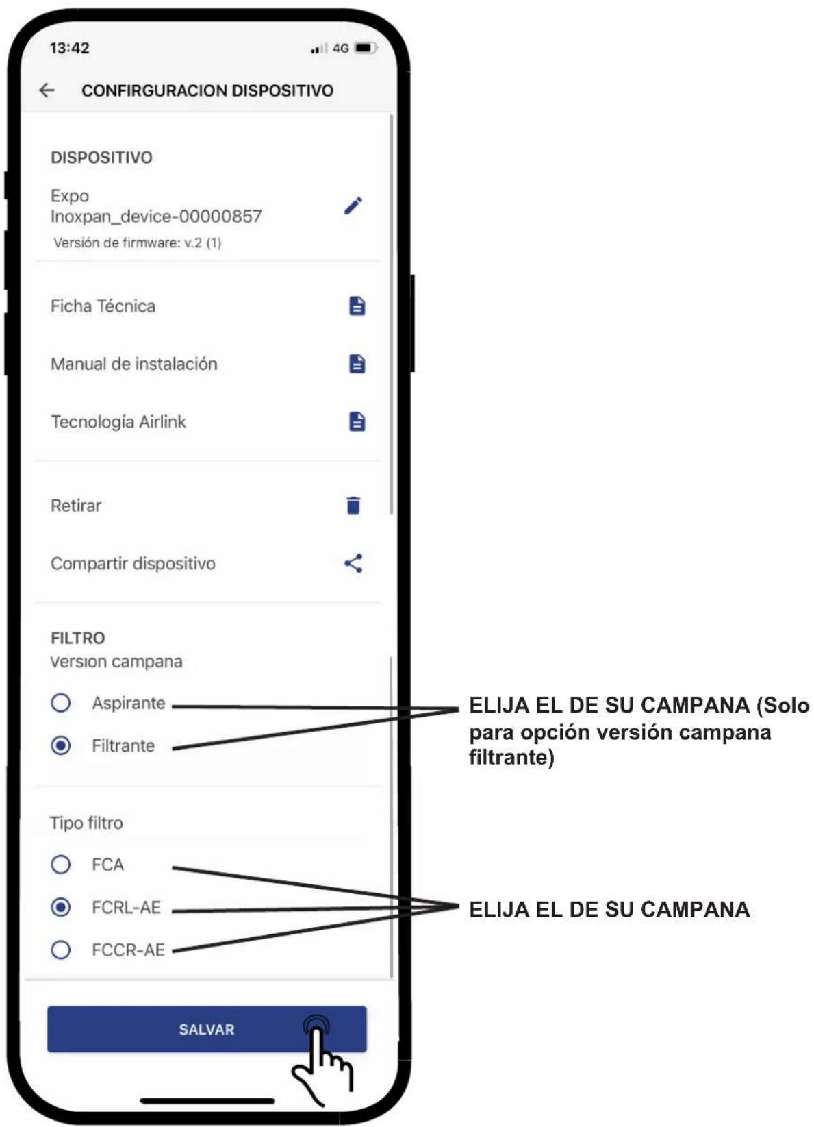 Pando I-894 - NOTA: CONFIGURAR DISPOSITIVO SEGÚN EL MODELO Y LAS CARACTERISTICAS DE SU CAMAPANA - 2
