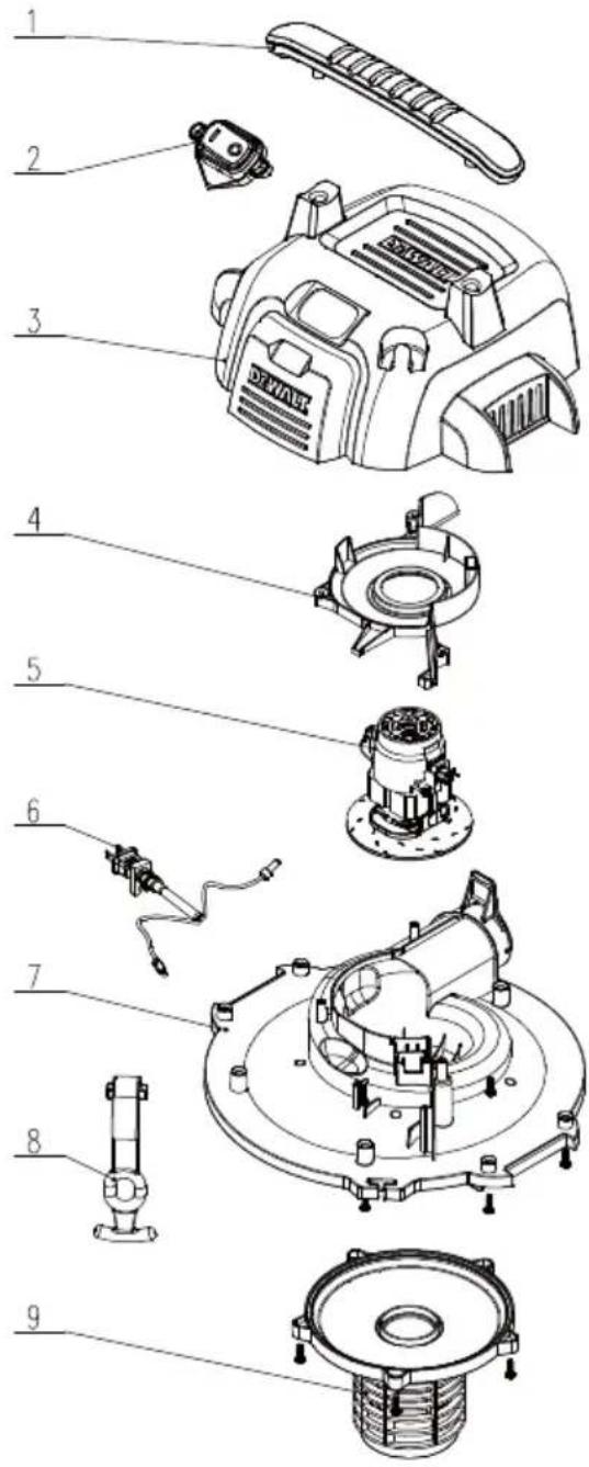 DEWALT DXV16PA - VUE ÉCLATÉE / LISTE DES PIÈCES - 1