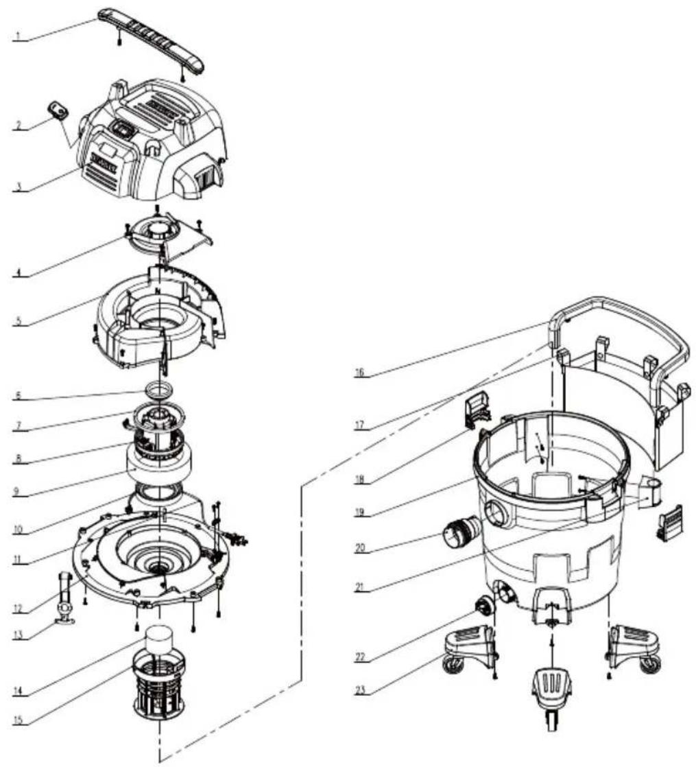 DEWALT DXV12P - EXPLODED VIEW / PARTS LIST - 1