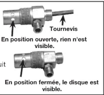 Tournevis En position ouverte, rien n'est visible. En position fermée, le disque est visible.