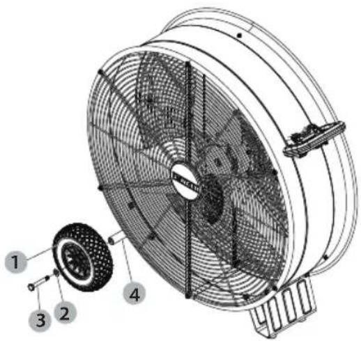 DEWALT DXF3080 - Assemblage du support de ventilateur: - 1
