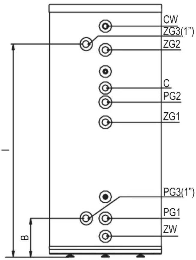 KOSPEL SB-401 - Muff location for connection an external heat exchanger(SWZ and SBZ only) - 1