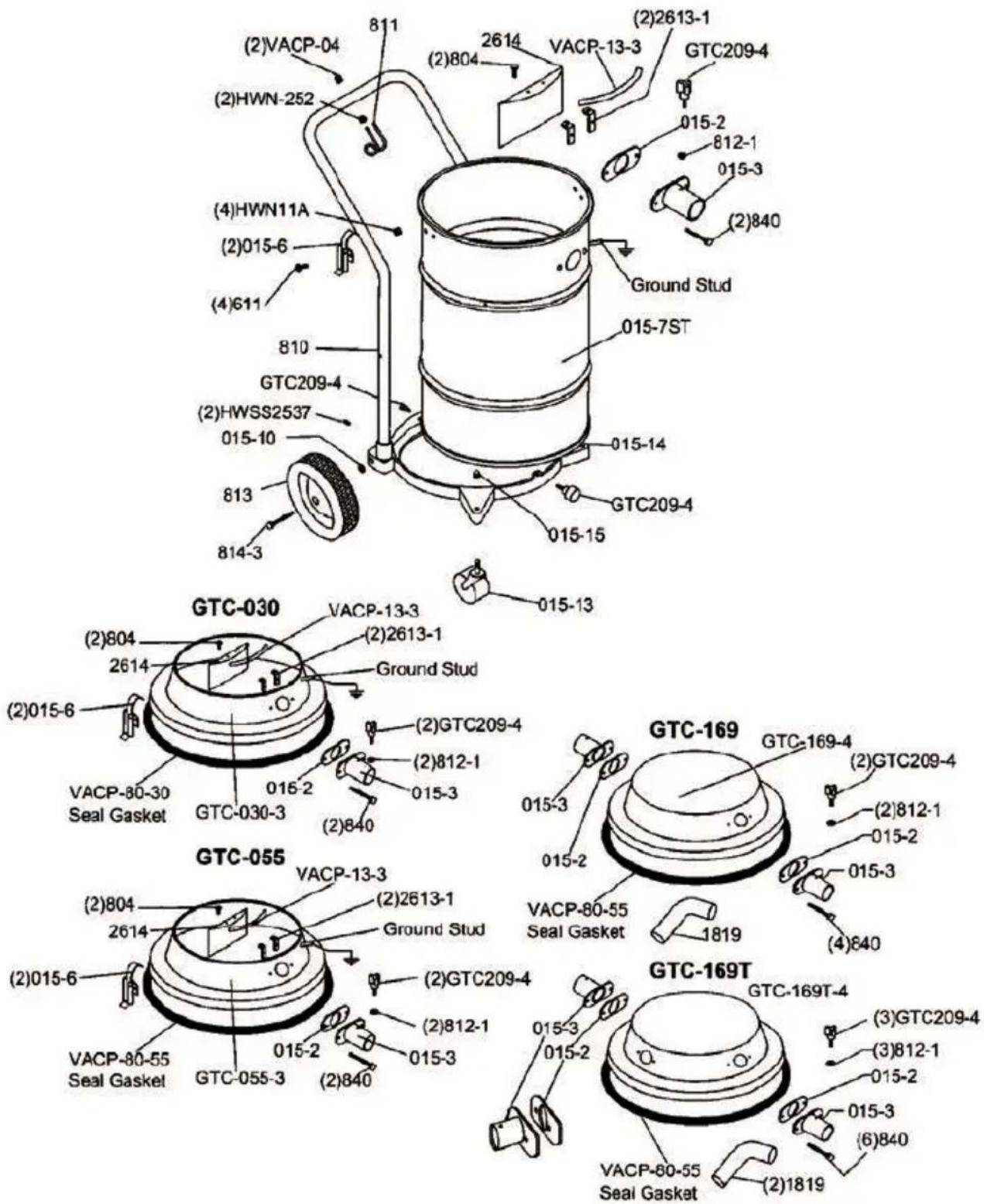 Goodway AV-1200 - ADAPTER RINGS, TANKS AND TRANSFER LIDS - 1