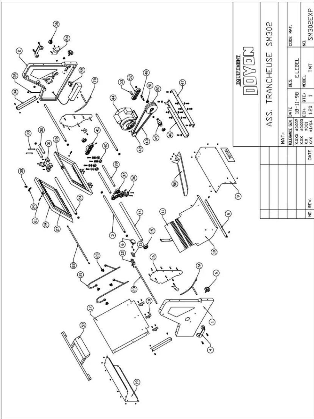 Doyon SM302A - PIÈCES COMPOSANTES - 1