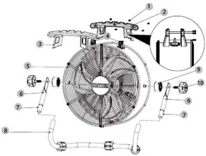 DEWALT DXF1840 - Assemblage du support de ventilateur: - 1