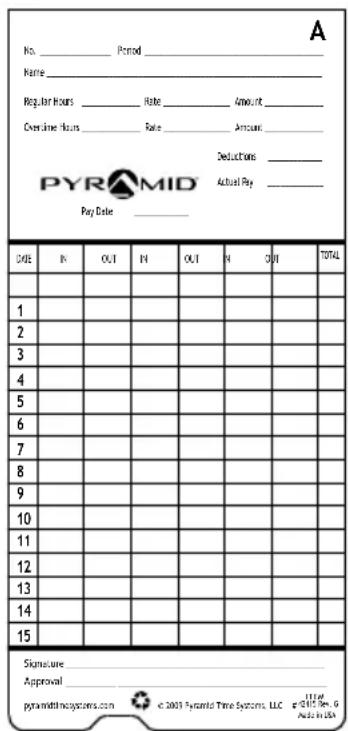 Pyramid Time Systems 2500 - TIME CARDS - 1