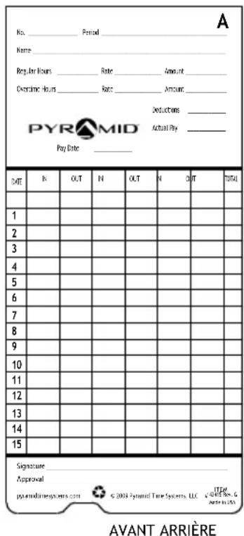 Pyramid Time Systems 2500 - CARTES DE POINTAGE - 1