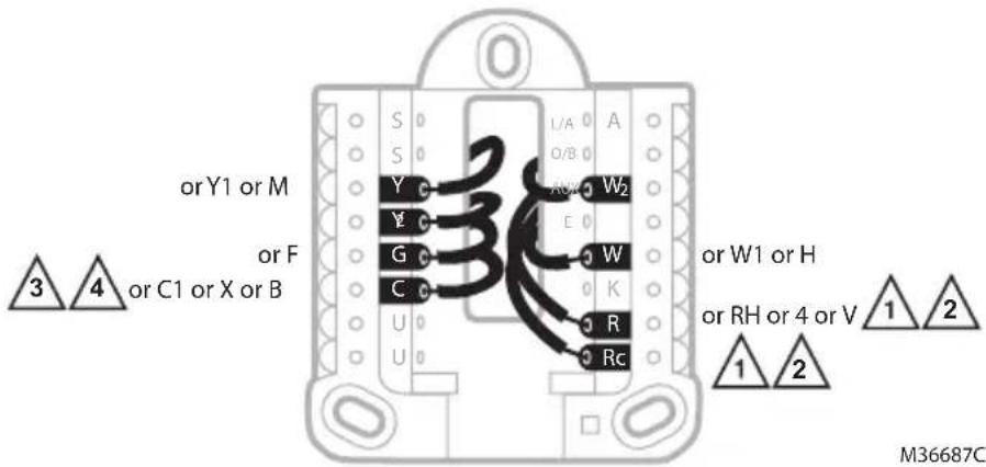 HONEYWELL RTH21B - Alternate wiring (conventional systems) - 1