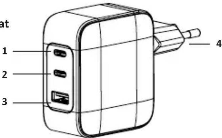 INTENSO W100ACC GaN - Overzicht van het apparaat - 1